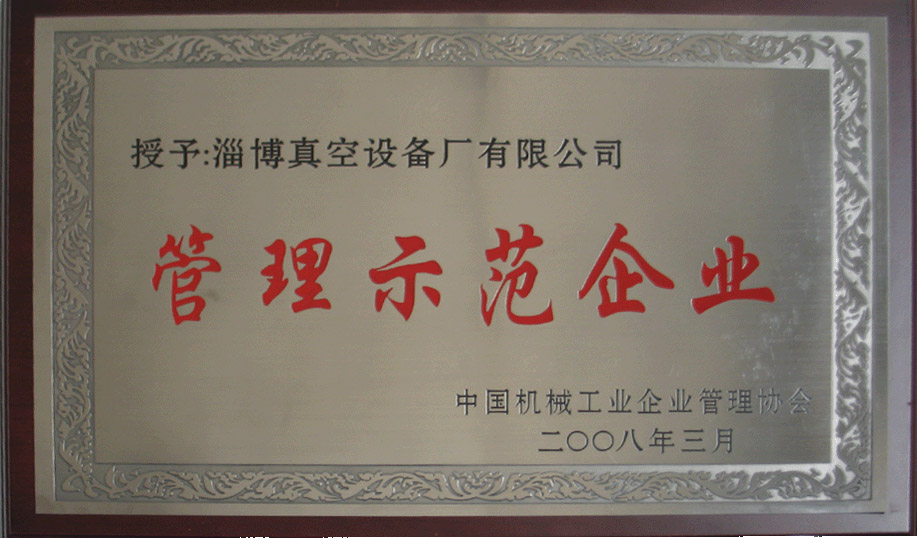 2008年3月，公司被中國機械工業(yè)企業(yè)管理協(xié)會授予“管理示范企業(yè)”